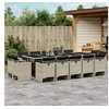 Image de Ensemble à manger de jardin et coussins 15 pcs gris clair rotin 3277822