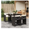 Image de Ensemble à manger de jardin coussins 5pcs Noir Résine tressée 3277841