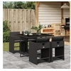 Image de Ensemble à manger de jardin coussins 5pcs Noir Résine tressée 3277842