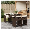 Image de Ensemble à manger de jardin 5 pcs et coussins marron poly rotin 3277844
