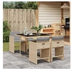 Image de Ensemble à manger de jardin coussins 5 pcs mélange beige rotin 3277847