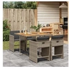 Image de Ensemble à manger de jardin 5 pcs coussins gris résine tressée 3277849