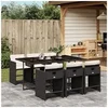 Image de Ensemble à manger de jardin coussins 7pcs Noir Résine tressée 3277853