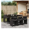 Image de Ensemble à manger de jardin coussins 7pcs Noir Résine tressée 3277854