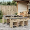 Image de Ensemble à manger de jardin coussins 7 pcs mélange beige rotin 3277859