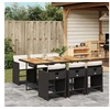 Image de Ensemble à manger de jardin coussins 7pcs Noir Résine tressée 3277862