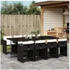 Image de Ensemble à manger de jardin 9pcs coussins noir résine tressée 3277865