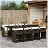 Image de Ensemble à manger de jardin et coussins 9 pcs marron poly rotin 3277868
