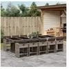 Image de Ensemble à manger de jardin 11pcs avec coussins gris poly rotin 3277879