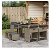 Image de Ensemble à manger de jardin 9 pcs coussins gris résine tressée 3277903