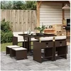 Image de Ensemble à manger de jardin et coussins 9 pcs marron poly rotin 3277904