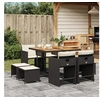 Image de Ensemble à manger de jardin 9pcs coussins noir résine tressée 3277910