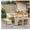 Image de Ensemble à manger de jardin et coussins 9 pcs beige Poly rotin 3277911