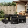 Image de Ensemble à manger de jardin 11 pcs coussins noir résine tressée 3277914