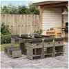 Image de Ensemble à manger de jardin 11pcs avec coussins gris poly rotin 3277915