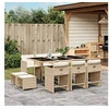 Image de Ensemble à manger de jardin et coussins 11 pcs beige poly rotin 3277917