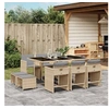 Image de Ensemble à manger de jardin et coussins 11 pcs mélange beige 3277919