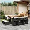 Image de Ensemble à manger de jardin 11 pcs coussins noir résine tressée 3277922