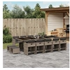 Image de Ensemble à manger de jardin 15 pcs coussins gris résine tressée 3277939