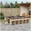 Image de Ensemble à manger de jardin et coussins 15 pcs mélange beige 3277943