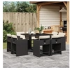 Image de Ensemble à manger de jardin 9pcs coussins noir résine tressée 3277961