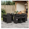 Image de Ensemble à manger de jardin 9pcs coussins noir résine tressée 3277962