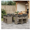 Image de Ensemble à manger de jardin 9 pcs coussins gris résine tressée 3277963