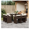 Image de Ensemble à manger de jardin et coussins 9 pcs marron poly rotin 3277964