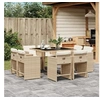 Image de Ensemble à manger de jardin et coussins 9 pcs beige Poly rotin 3277965