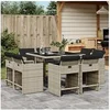 Image de Ensemble à manger de jardin et coussins 9 pcs gris clair rotin 3277966