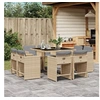 Image de Ensemble à manger de jardin et coussins 9 pcs mélange beige 3277967