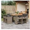 Image de Ensemble à manger de jardin 9 pcs coussins gris résine tressée 3277969