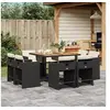 Image de Ensemble à manger de jardin 9pcs coussins noir résine tressée 3277970