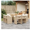 Image de Ensemble à manger de jardin et coussins 9 pcs beige Poly rotin 3277971
