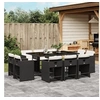 Image de Ensemble à manger de jardin 11 pcs coussins noir résine tressée 3277973