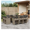 Image de Ensemble à manger de jardin 11pcs avec coussins gris poly rotin 3277975