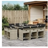 Image de Ensemble à manger de jardin 11pcs avec coussins gris poly rotin 3277978