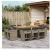 Image de Ensemble à manger de jardin 11pcs avec coussins gris poly rotin 3277981