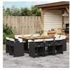 Image de Ensemble à manger de jardin 11 pcs coussins noir résine tressée 3277982