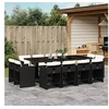 Image de Ensemble à manger de jardin 13 pcs coussins noir résine tressée 3277985