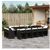 Image de Ensemble à manger de jardin 15 pcs coussins noir résine tressée 3277997