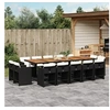 Image de Ensemble à manger de jardin 15 pcs coussins noir résine tressée 3278006