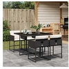 Image de Ensemble à manger de jardin coussins 5pcs Noir Résine tressée 3278021