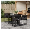 Image de Ensemble à manger de jardin coussins 5pcs Noir Résine tressée 3278022