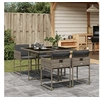 Image de Ensemble à manger de jardin 5 pcs coussins gris résine tressée 3278023