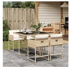 Image de Ensemble à manger de jardin avec coussins 5pcs Beige poly rotin 3278025