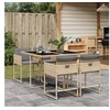 Image de Ensemble à manger de jardin coussins 5 pcs mélange beige rotin 3278027