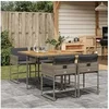 Image de Ensemble à manger de jardin 5 pcs coussins gris résine tressée 3278029