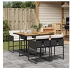 Image de Ensemble à manger de jardin coussins 5pcs Noir Résine tressée 3278030
