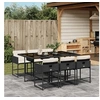Image de Ensemble à manger de jardin coussins 7pcs Noir Résine tressée 3278033